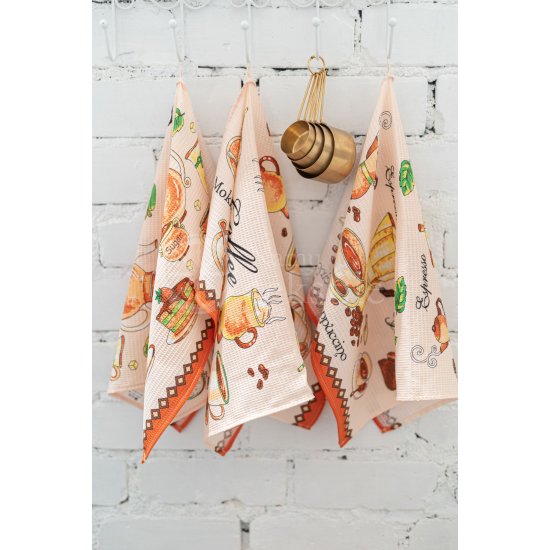 Cotton waffle surface kitchen towel "Kava"